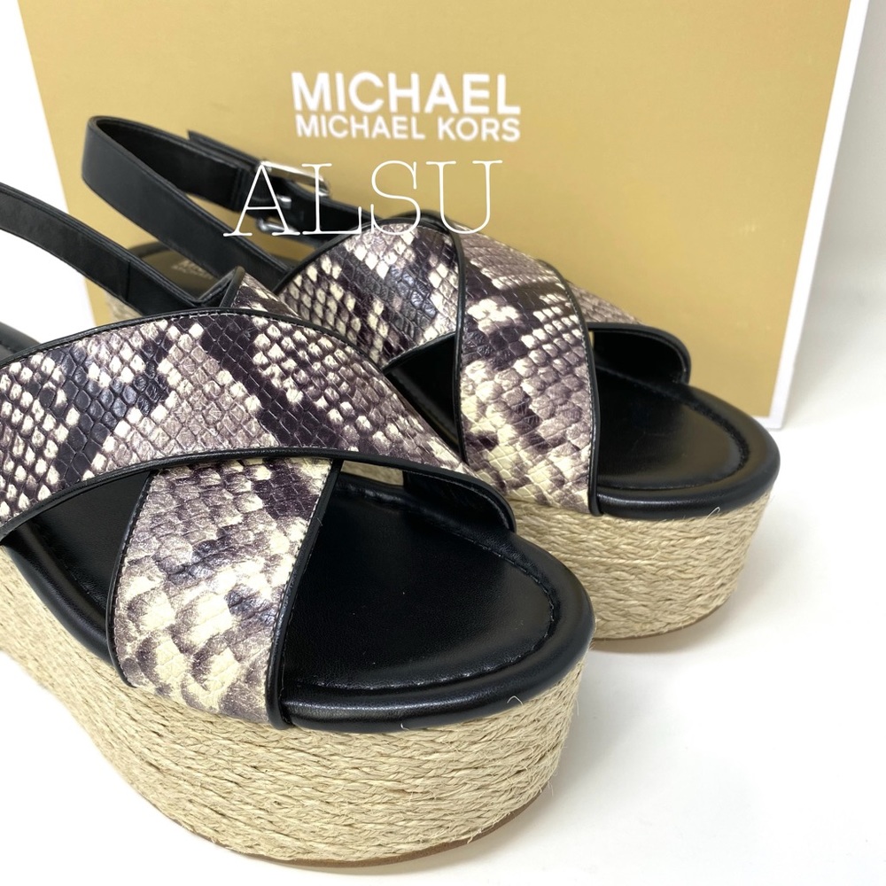 Michael Kors Wmns Sandal Jodi Mid Wedge Le Natural - Picture 6 of 9